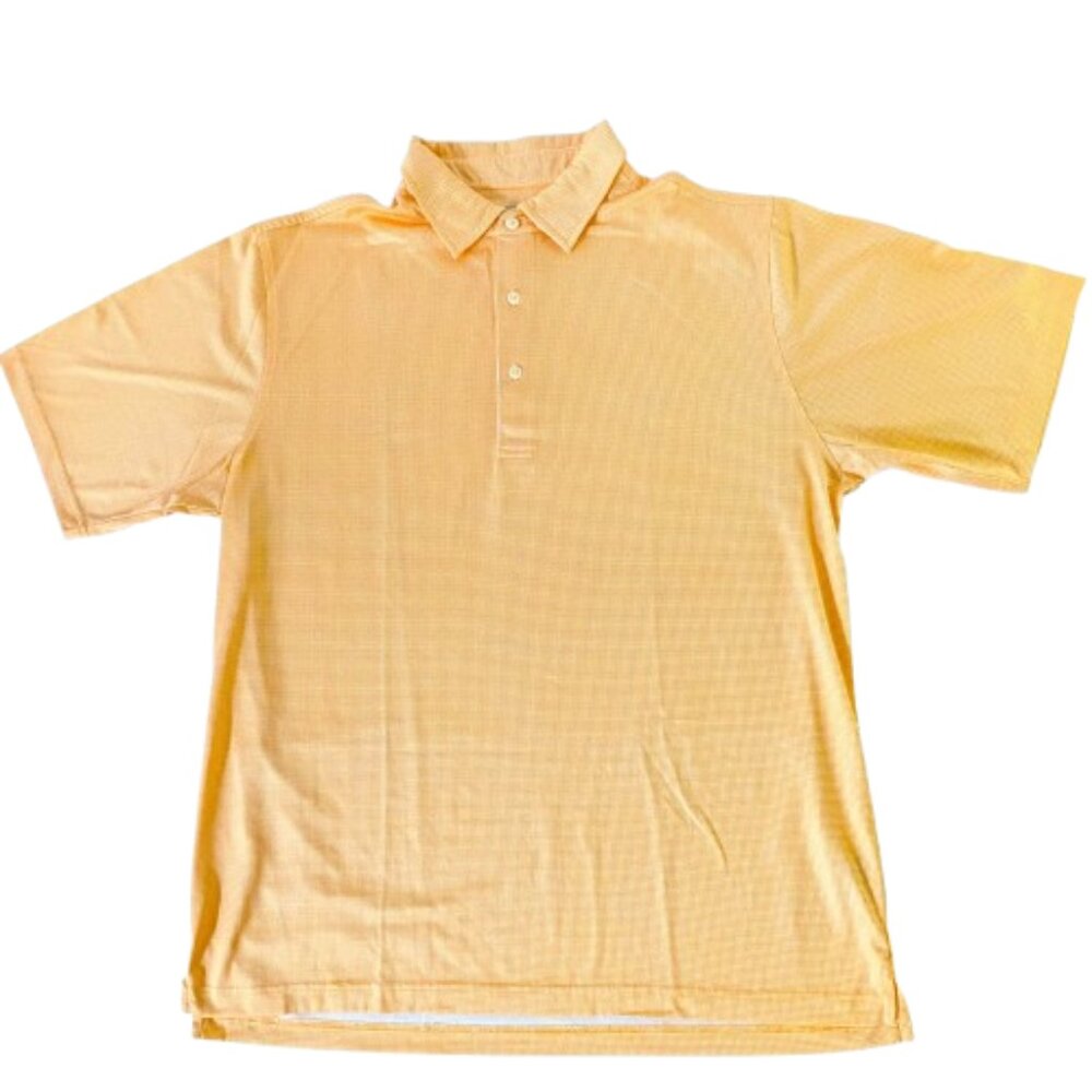 Donald Ross Golf Polo Shirt Mens M Orange White Micro Check Logo Governors Club
